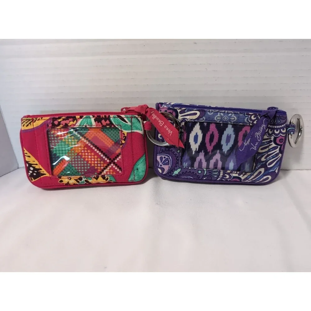 VERA BRADLEY Lot of 2 KEYCHAIN ID CARD HOLDER PURPLE RED - Picture 5 of 16